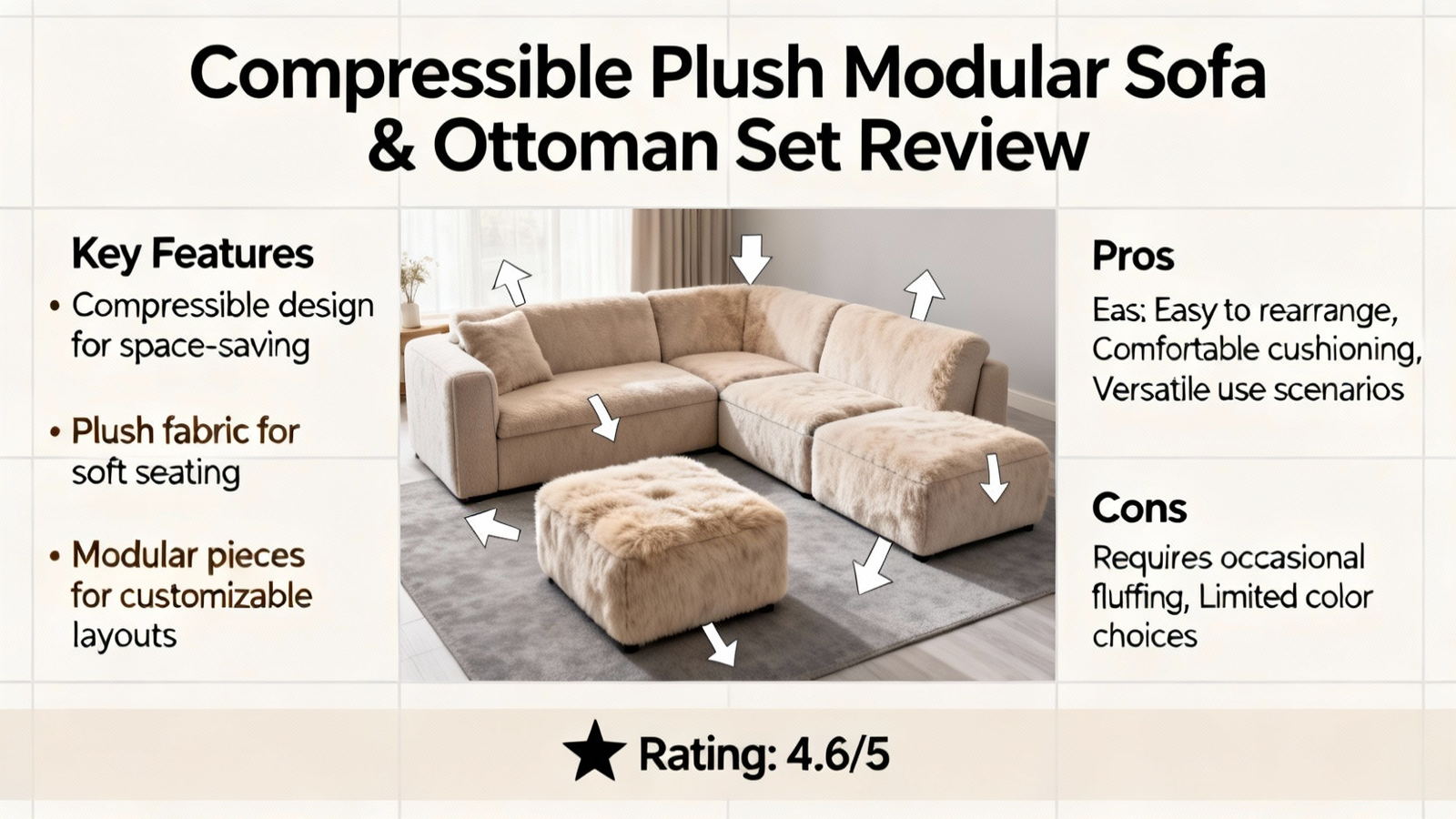 Compressible Plush Modular Sofa & Ottoman Set Review