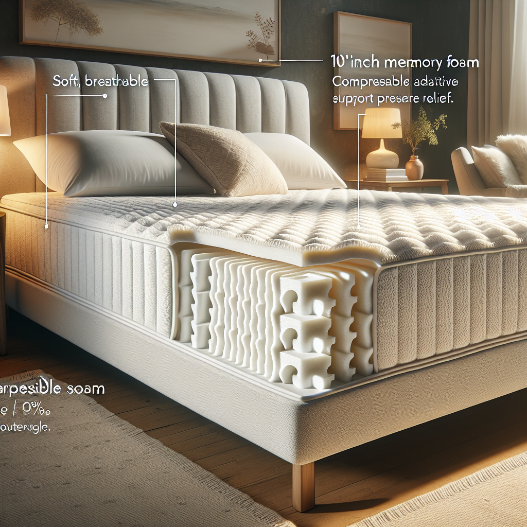 10 Inch White Knit Memory Foam Compressible Mattress Features Benefits and Comfort for Better Sleep in the United States