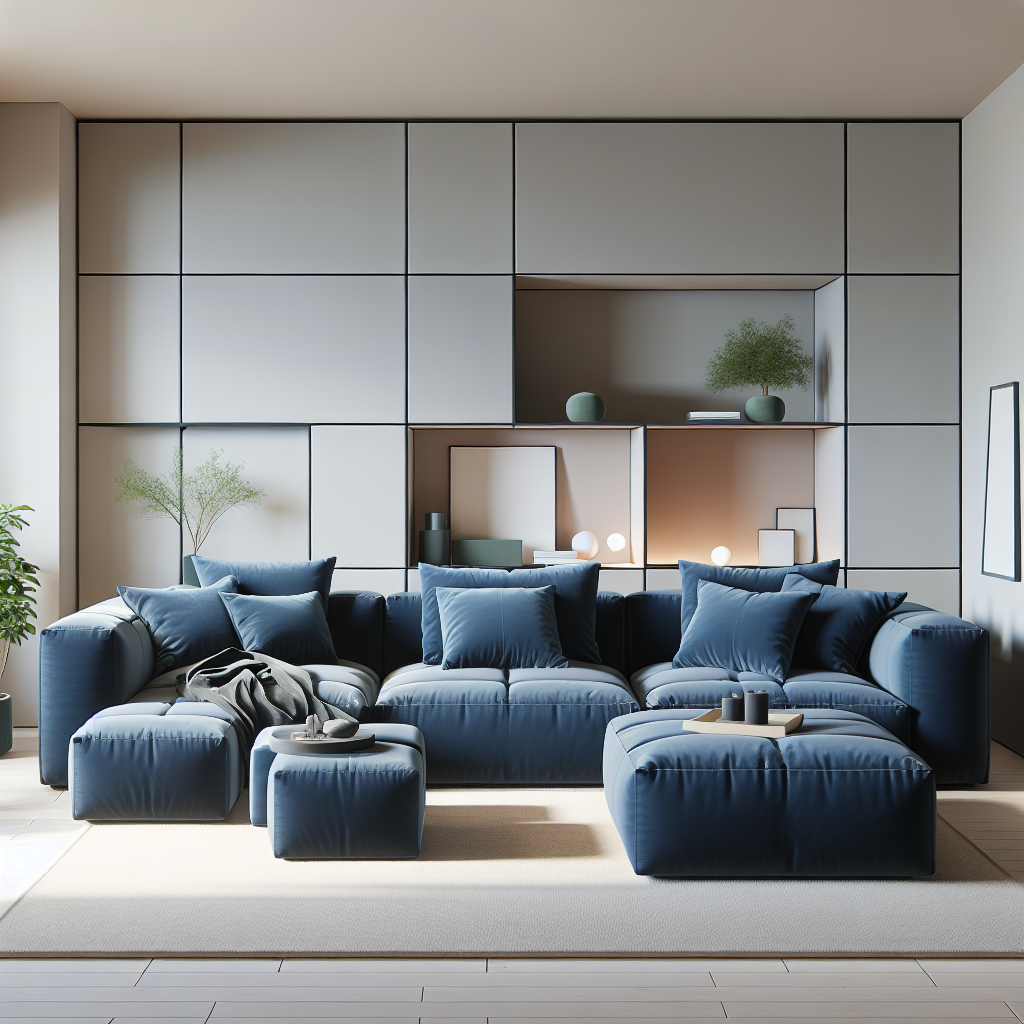 Guide to the Compressible Plush Modular Lounge Sofa and Ottoman Set in Navy Blue for Comfort and Versatile Living Spaces